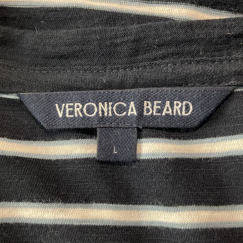 Veronica Beard Button Detail Striped Carla T Shirt Size L - Picture 5 of 7